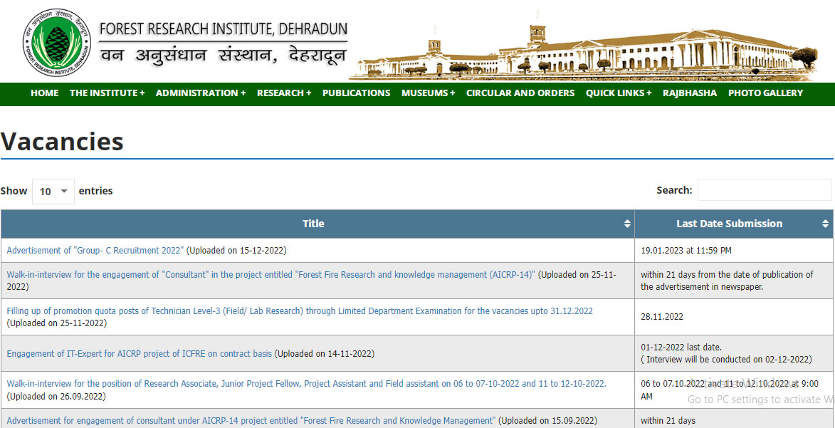 Forest Research Institute Recruitment Ask to Apply FRI Bharti 2022 for MTS Vacancy Form through asktoapply.net latest govt job in india forest