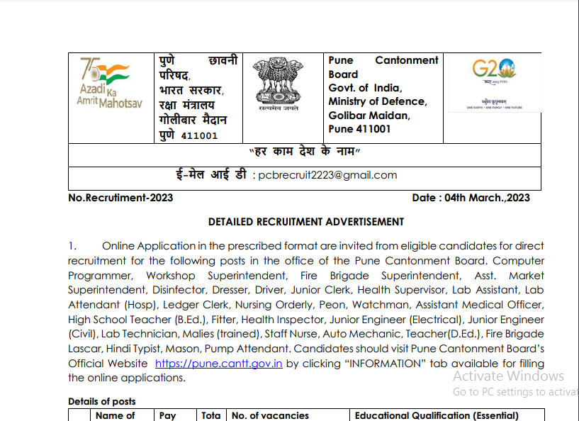 Cantonment Board Pune Recruitment Ask to Apply Cantonment Board Bharti 2022 for Disinfector Vacancy Form through asktoapply.net