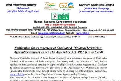 Northern Coalfields Limited Recruitment Ask to Apply NCL Bharti 2022 for Apprentice Vacancy Form through asktoapply.net latest govt job in india