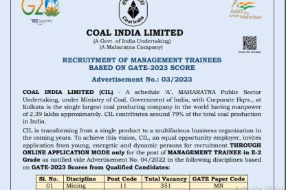 Coal India Recruitment Ask to Apply Coal India Bharti 2022 for Management Trainee Vacancy Form through asktoapply.net govt job in india